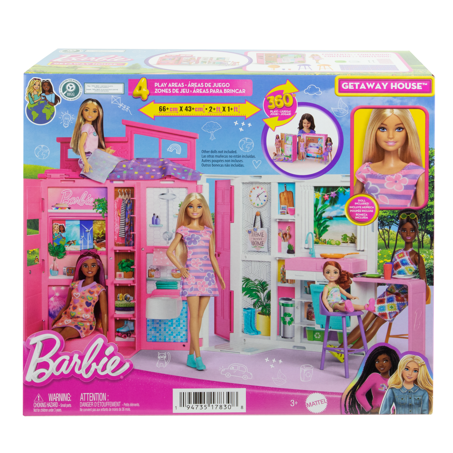 Barbie Maison Portative et Poup¨¦e, 4Pi¨¨ces, 11Accessoires