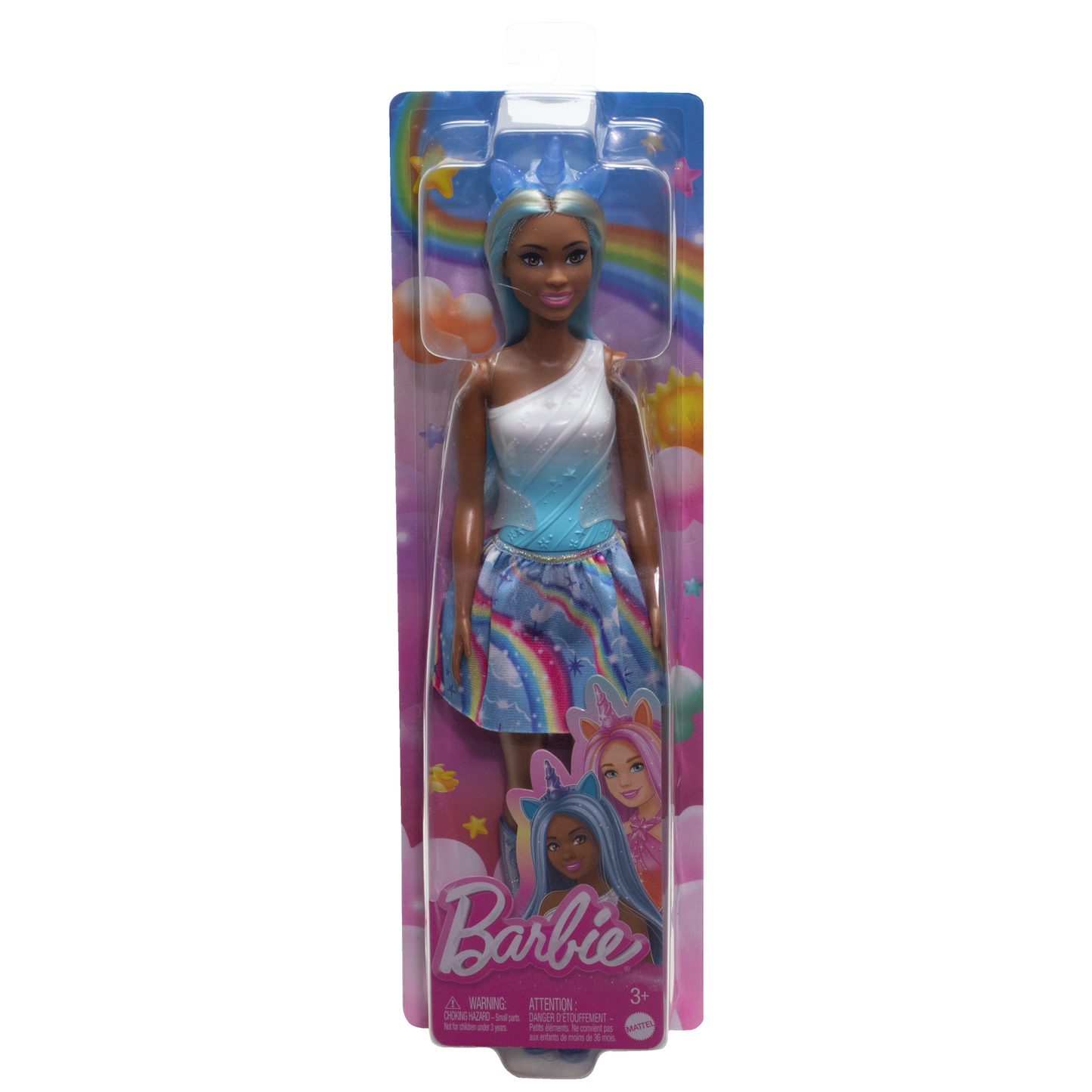 Barbie Poup¨¦e Licorne, Cheveux Bleus, Tenue Ombr¨¦e et Accessoires