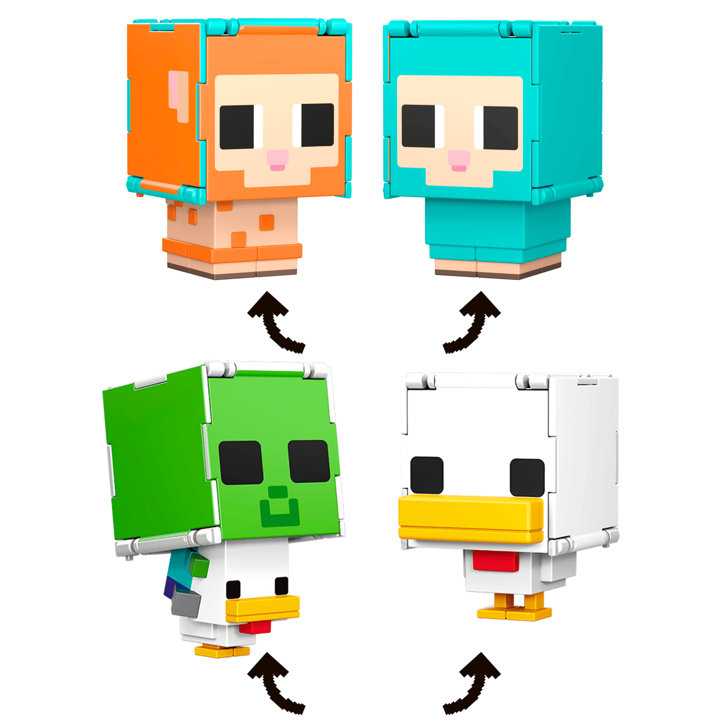 Minecraft Flippin¡¯ Figs Sheep & Chicken Figures 2-Pack, 2-In-1 Fidget Play & Pixelated Design