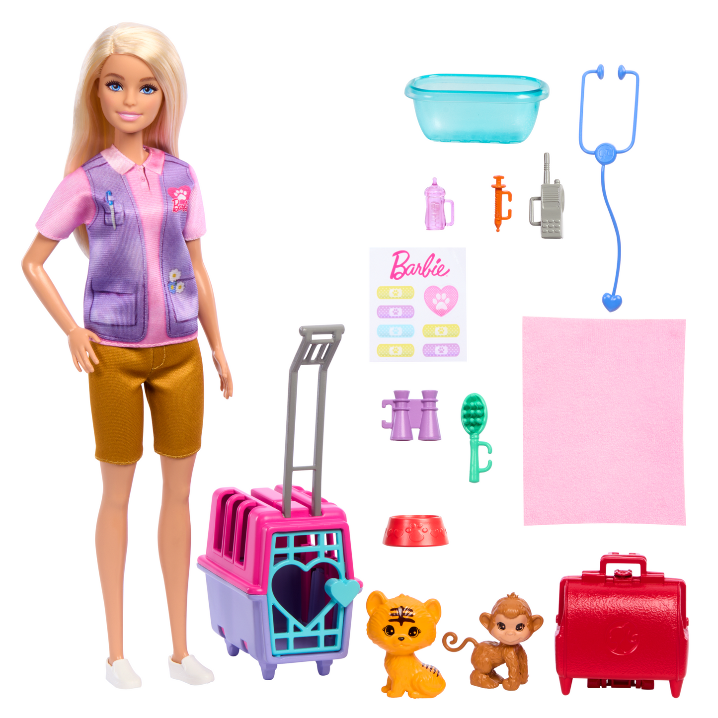 Barbie-Sauvetage D¡¯Animaux-Coffret Poup¨¦e Blonde et Accessoires