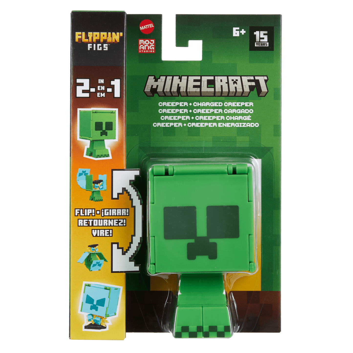 Minecraft Flippin¡¯ Figs Figures Collection, 2-in-1 Fidget Play, 3.75-in Scale & Pixelated Design (Characters May Vary)