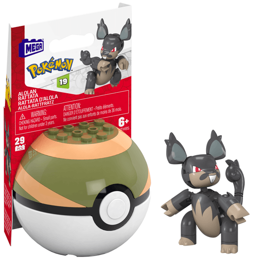 MEGA Pok¨¦mon Alolan Rattata Building Toy Kit, Poseable Action Figure (29 Pieces) For Kids