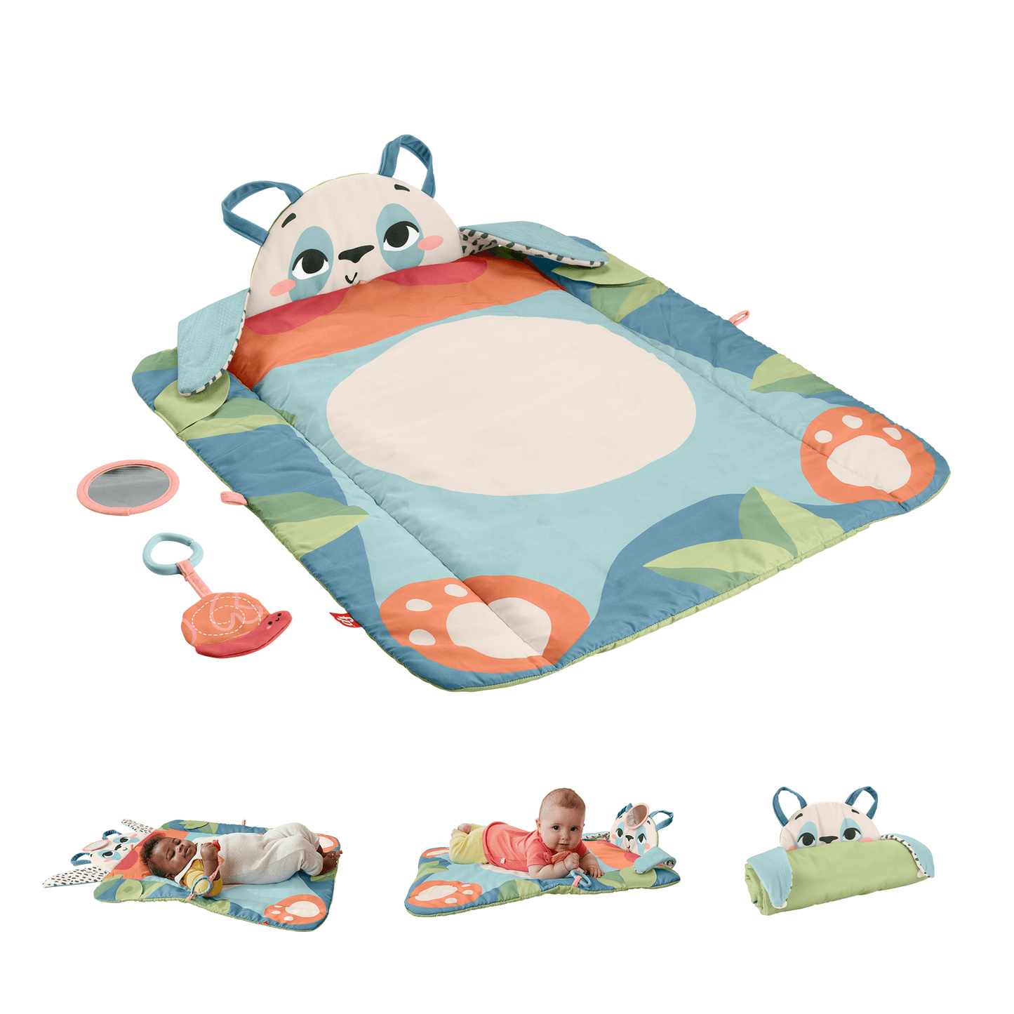 Fisher-Price  Planet Friends  Tapis D¡¯¨¦veil Panda ¨¤ Rouler, 2Jouets