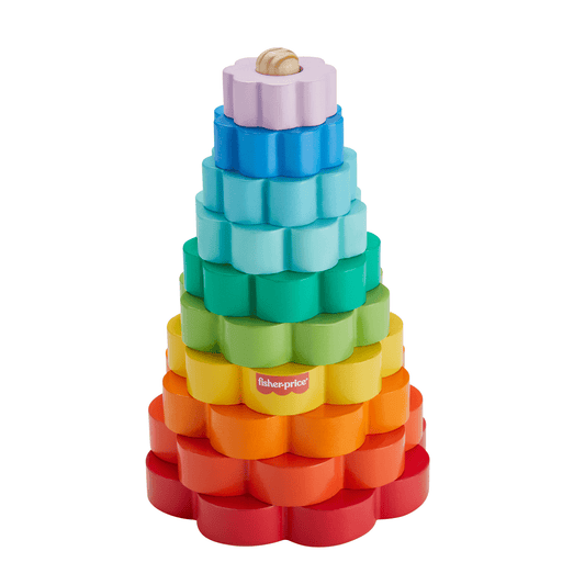 Fisher-Price Empileur D¡¯Anneaux en Bois, Triage, 10 ¨¦l¨¦ments