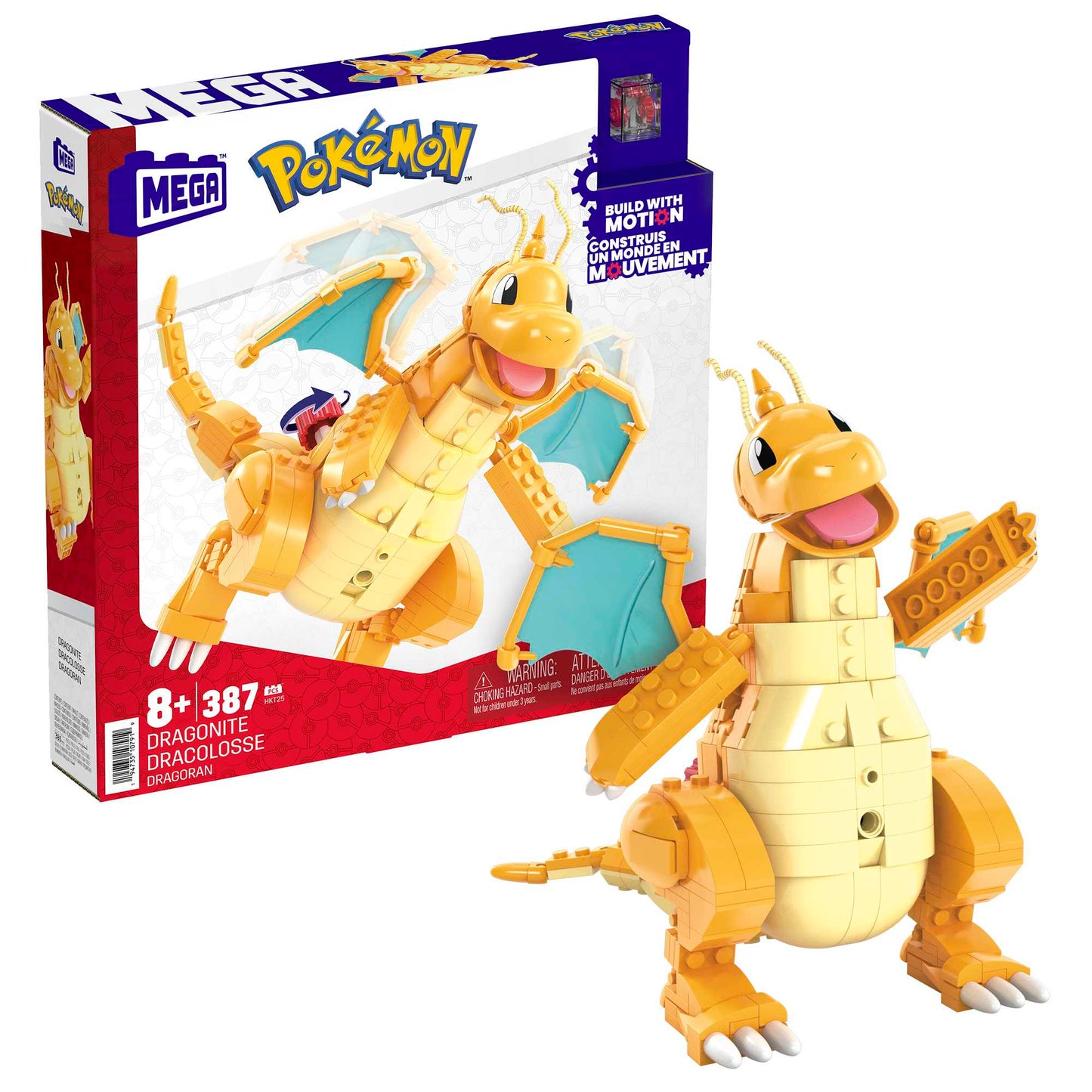 MEGA Pok¨¦mon Building Toy Kit Dragonite (387 Pieces) With Motion For Kids